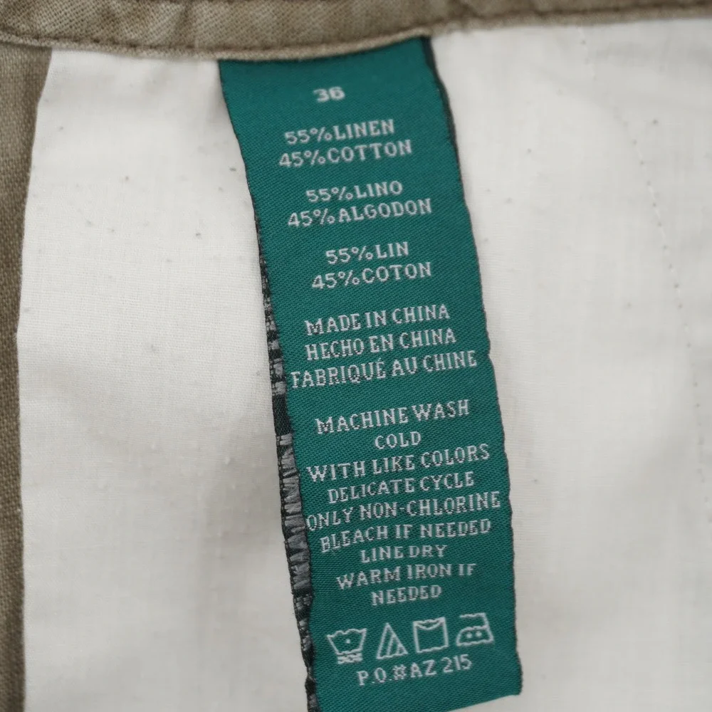 Cubavera Linen Blend Drawstring Pants Mens 36 Khaki Casual Resort